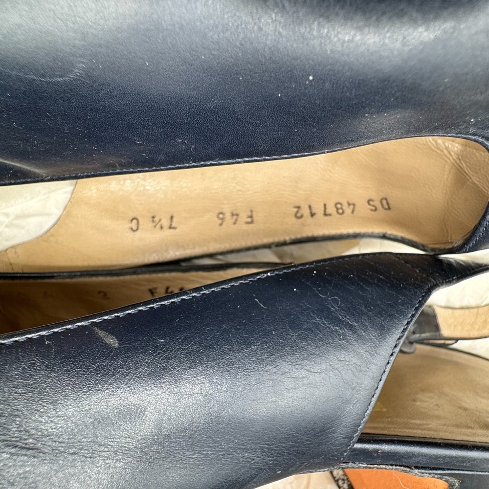 Salvatore Ferragamo Comodita Slingback Heels Black Leather Women 7.5 C Italy AS - Picture 11 of 12